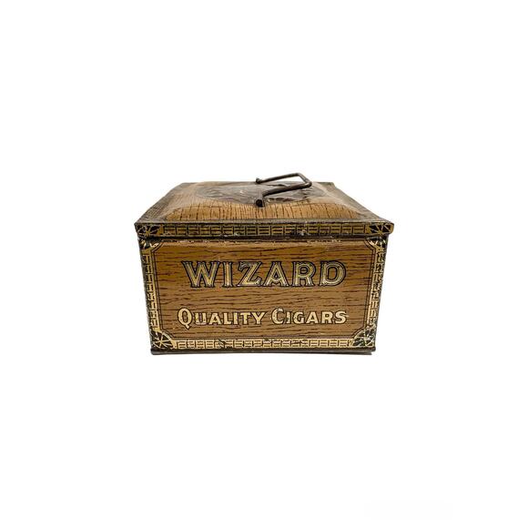 Rare Antique Wizard Litho Lunch Pail 50 Cigar Tin 1900s - Picture 4 of 6